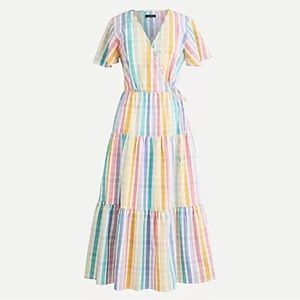 J Crew faux wrap dress in rainbow gingham
